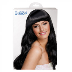 Čierna dlhá parochňa pre ženy s ofinou